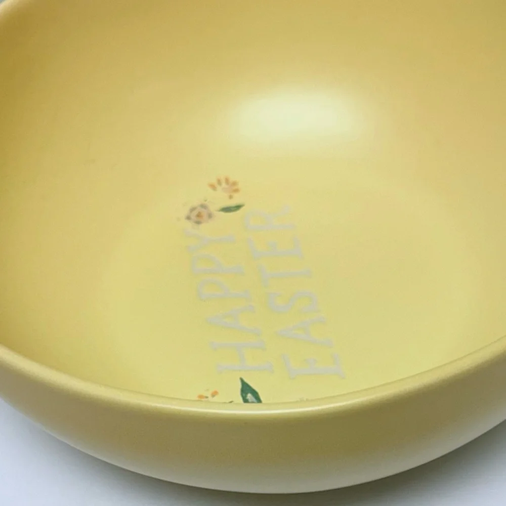 New 2024 Threshold Stoneware Serve Bowl - Happy Easter - Yellow Floral Serving